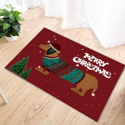 Dachshund Christmas Decor Mat for Home Entryway Holiday Style