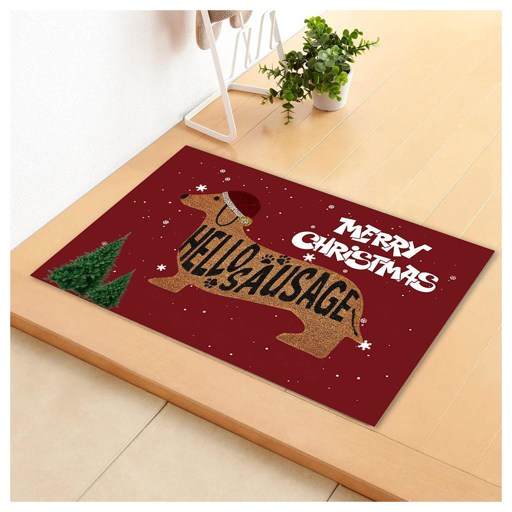 Dachshund Christmas Decor Mat for Home Entryway Holiday Style