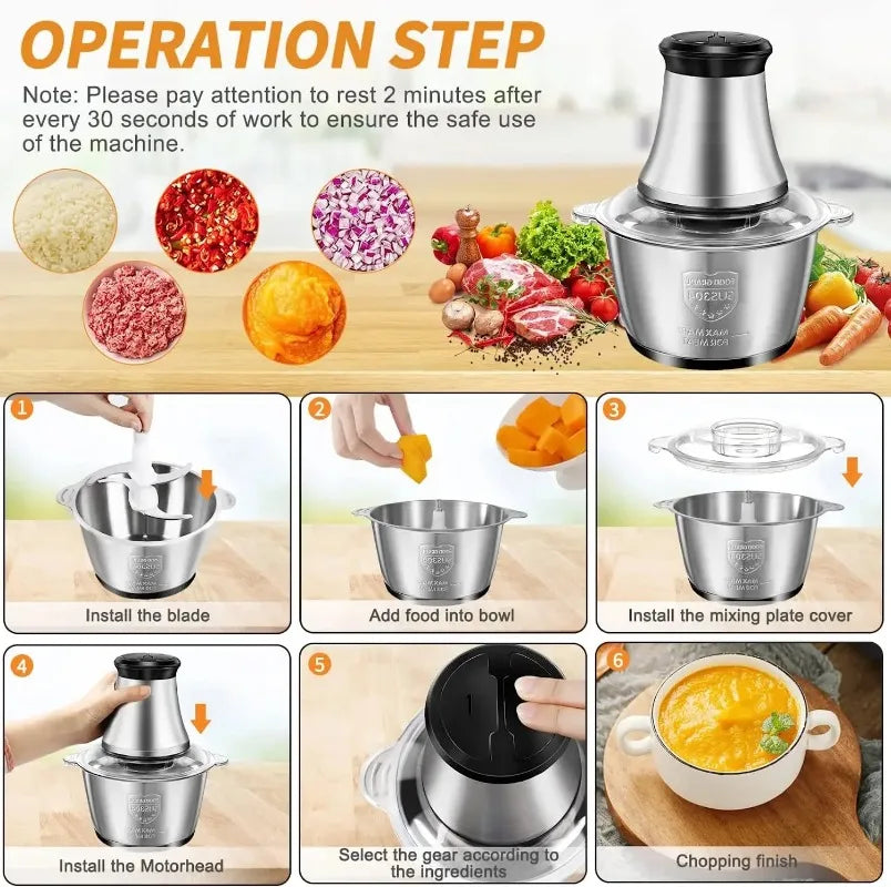 Electric Meat and Vegetable Grinder with Chopper 2L Capacity
