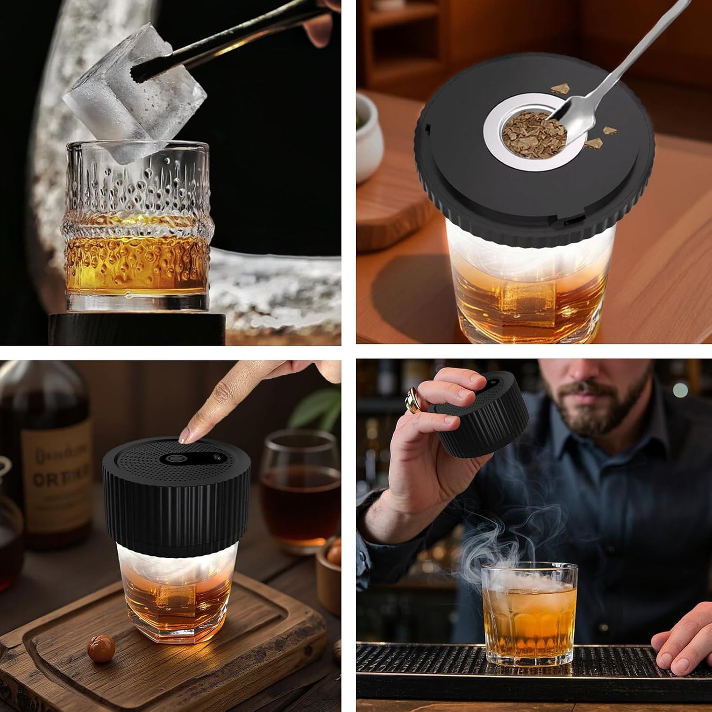 Electric Whiskey Smoker Kit with Built-in Lighter and Wood Chips