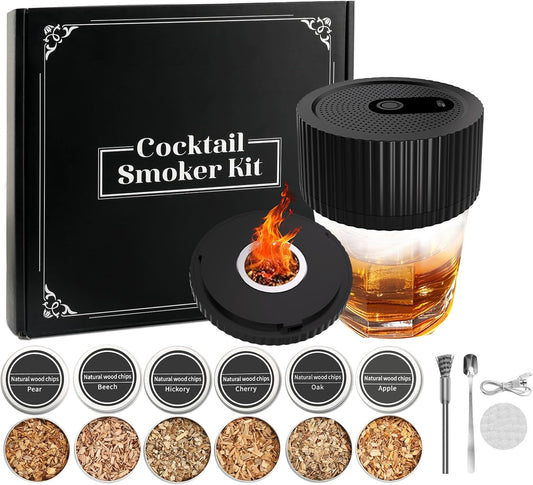 Electric Whiskey Smoker Kit with Built-in Lighter and Wood Chips