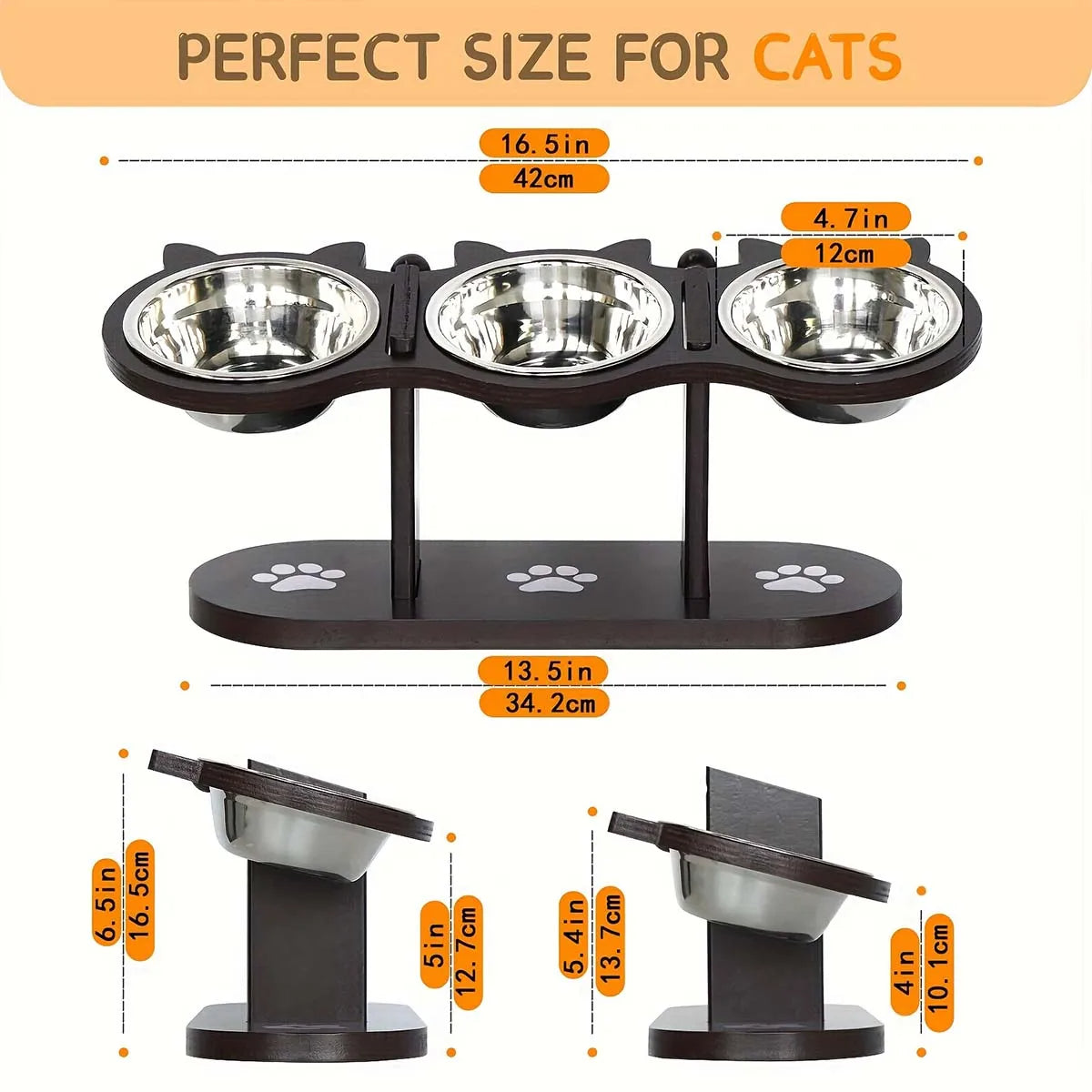 Elevated Cat Bowl with Stainless Steel Dishes Set