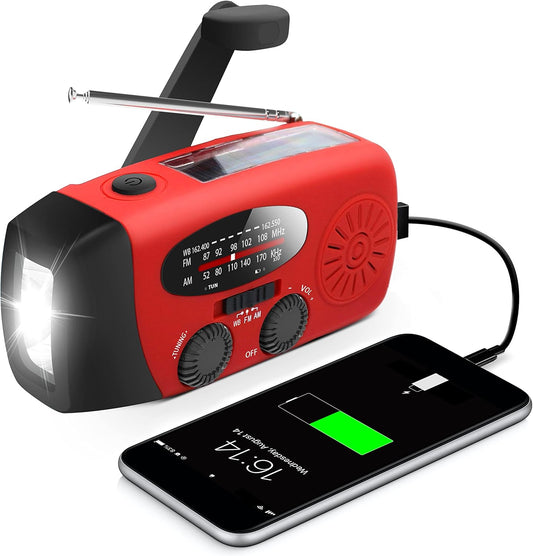 Emergency Hand Crank Radio LED Flashlight AM FM NOAA Weather Radio