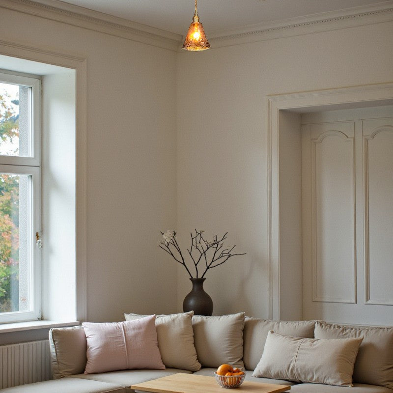 Glass Pendant Light with Gold Finish for Interior Lighting