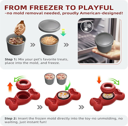 Frozen Dog Treat Dispensing Chew Toy with Molds