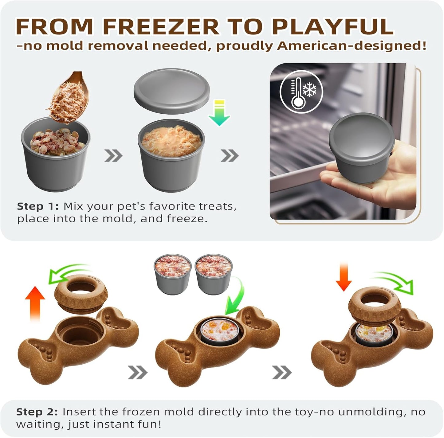 Frozen Dog Treat Dispensing Chew Toy with Molds