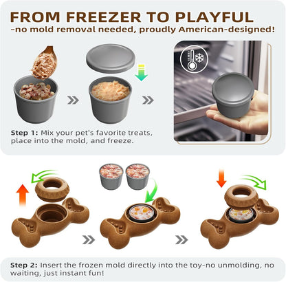 Frozen Dog Treat Dispensing Chew Toy with Molds