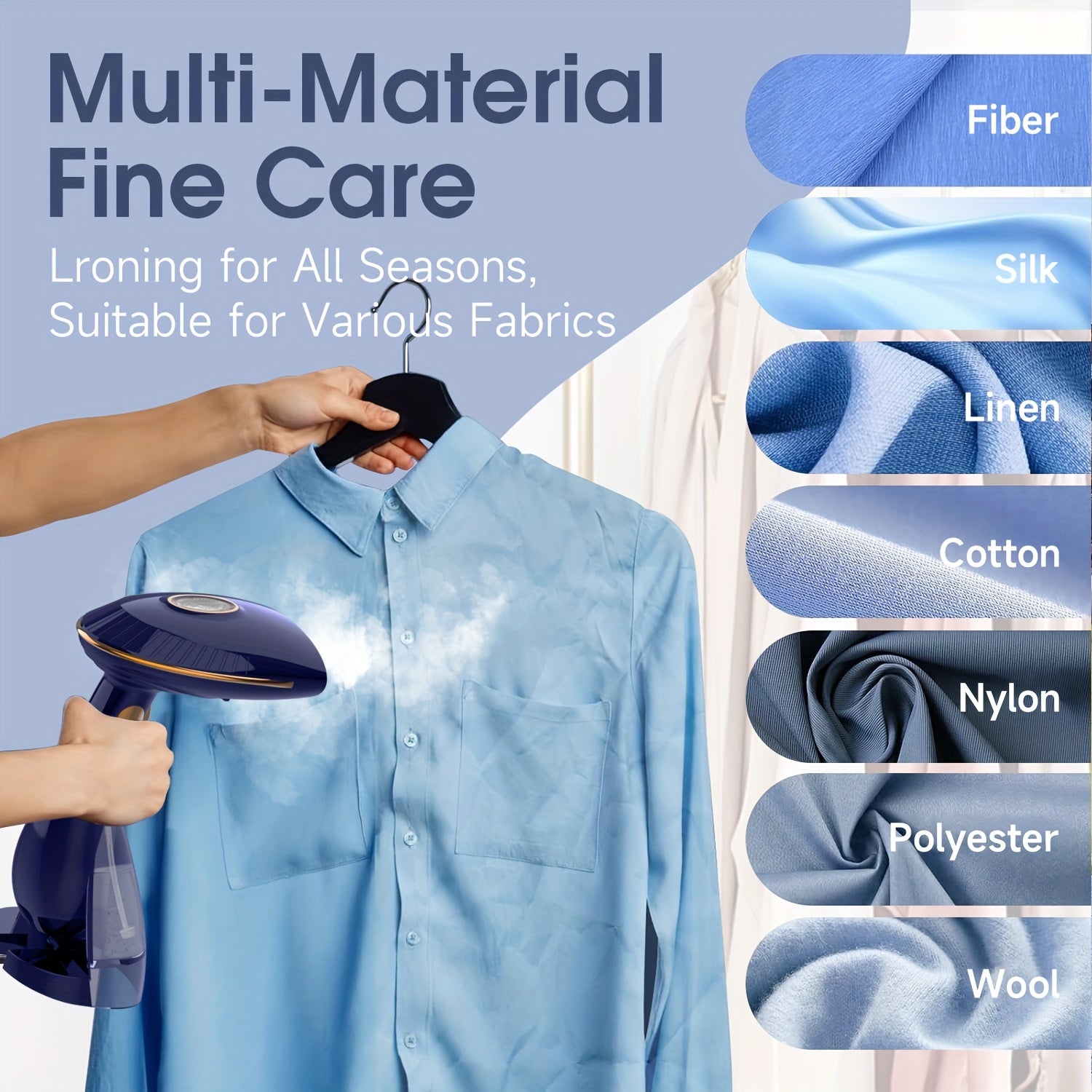 Garment Steamer Portable – 1500W Handheld Clothes Steamer for Wrinkle Removal