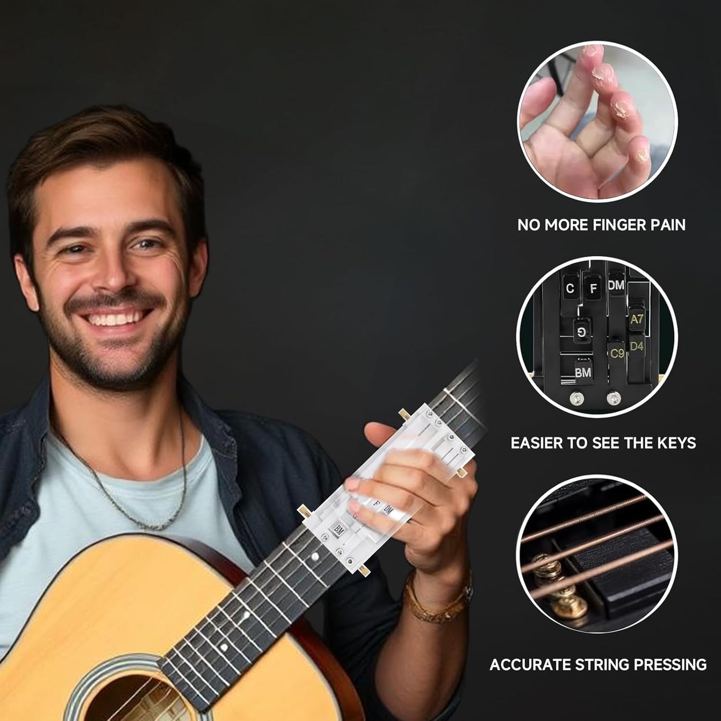 Guitar Chord Trainer for Beginners – Acoustic Guitar Learning Tool with Many Chords