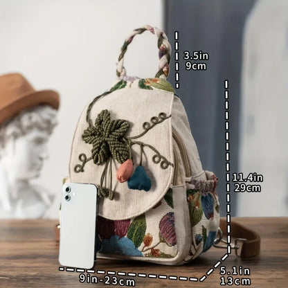 Handmade Woven Cotton Backpack Ethnic Shoulder Bag Unisex Daypack