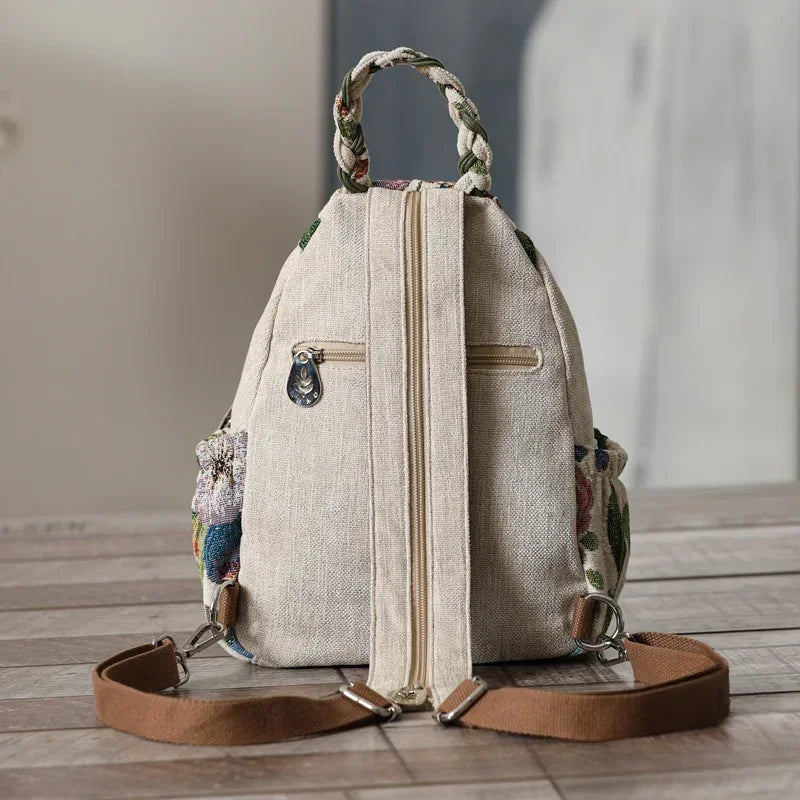 Handmade Woven Cotton Backpack Ethnic Shoulder Bag Unisex Daypack