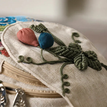 Handmade Woven Cotton Backpack Ethnic Shoulder Bag Unisex Daypack