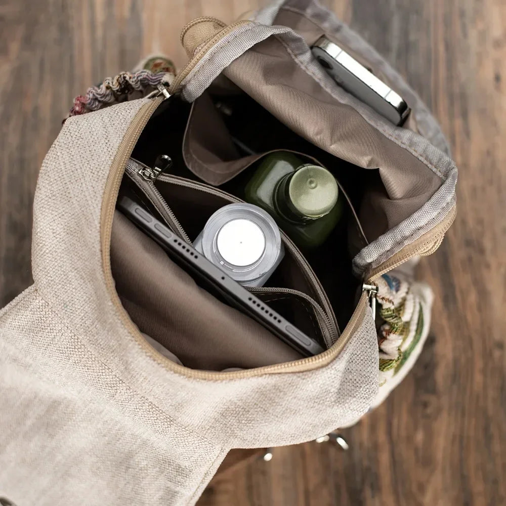 Handmade Woven Cotton Backpack Ethnic Shoulder Bag Unisex Daypack