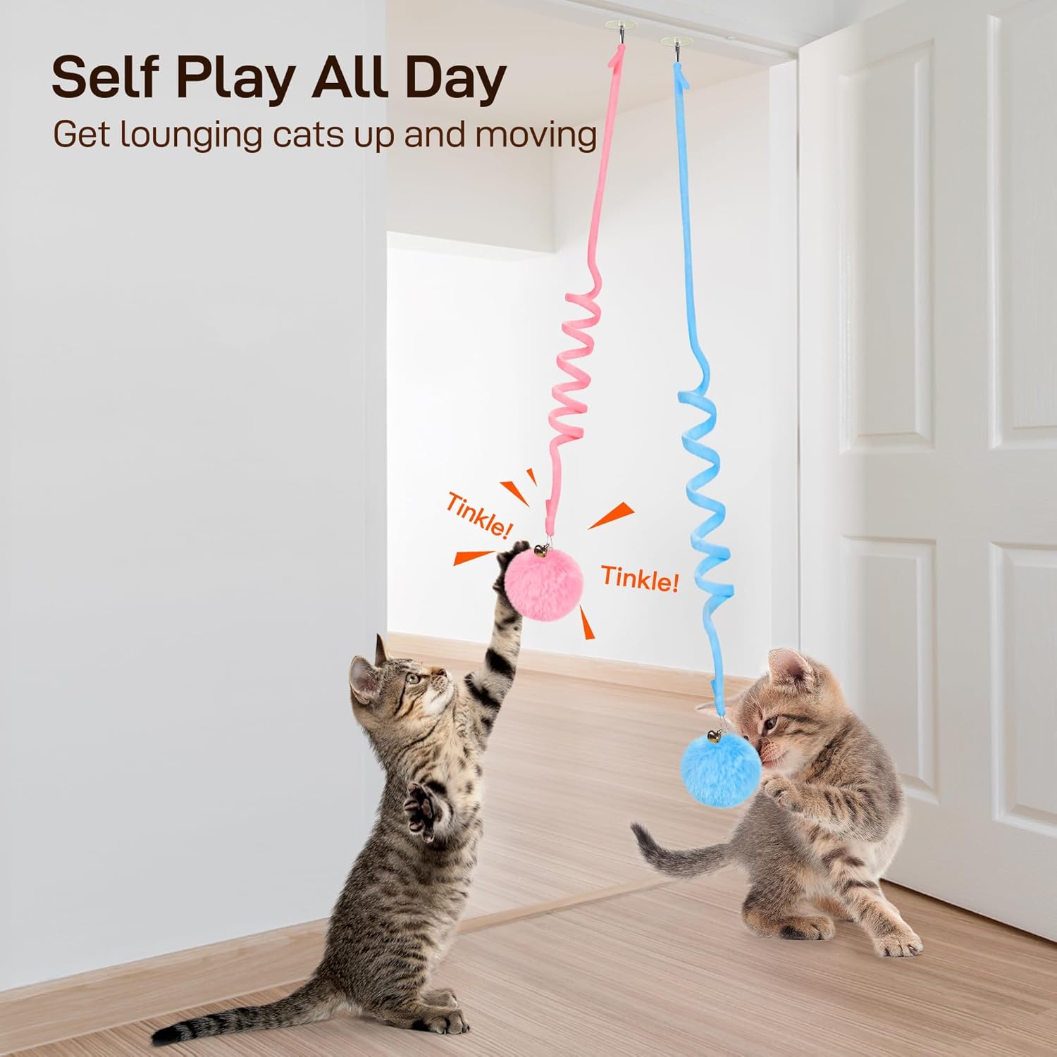 Hanging Catnip Ball Toys with Bell for Cats 3 Pcs Interactive Teaser