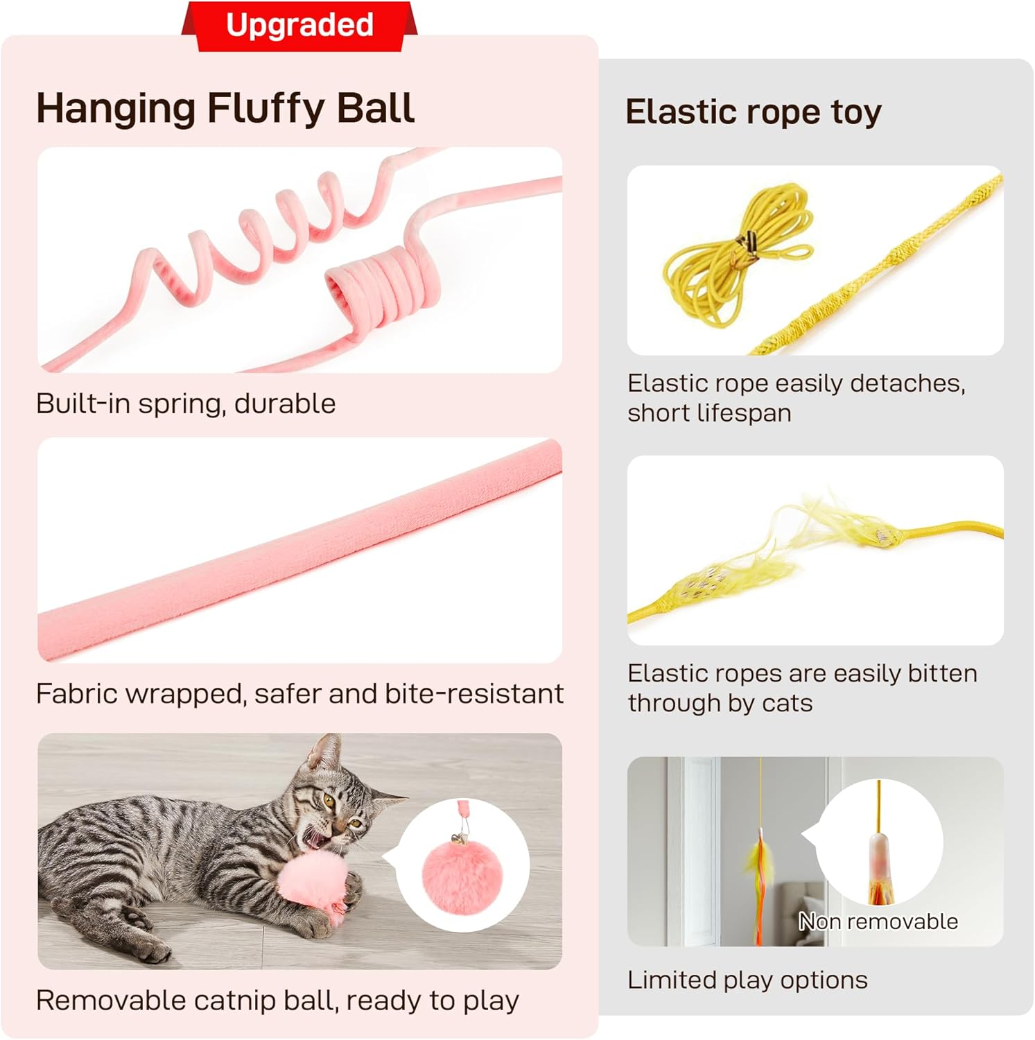 Hanging Catnip Ball Toys with Bell for Cats 3 Pcs Interactive Teaser
