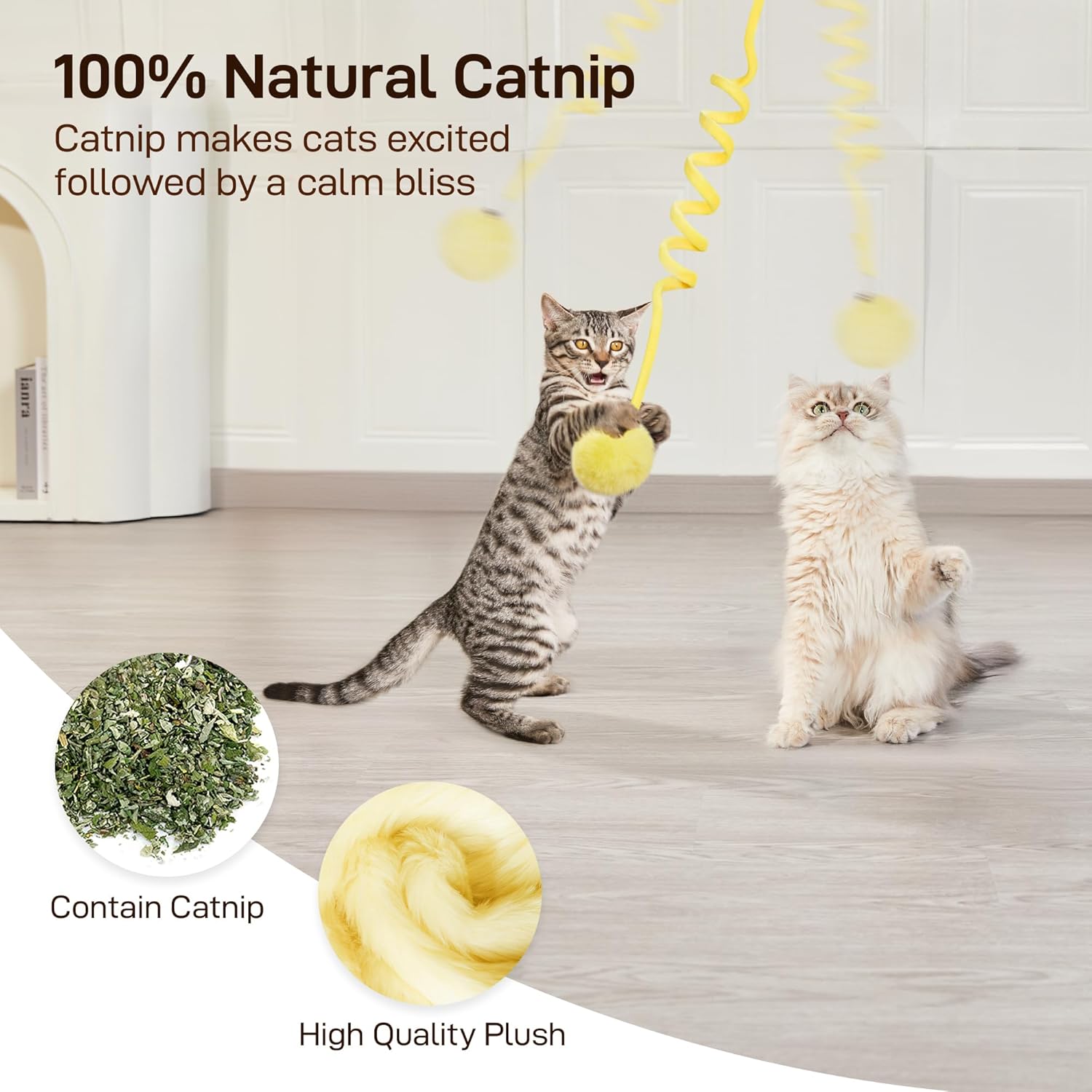 Hanging Catnip Ball Toys with Bell for Cats 3 Pcs Interactive Teaser