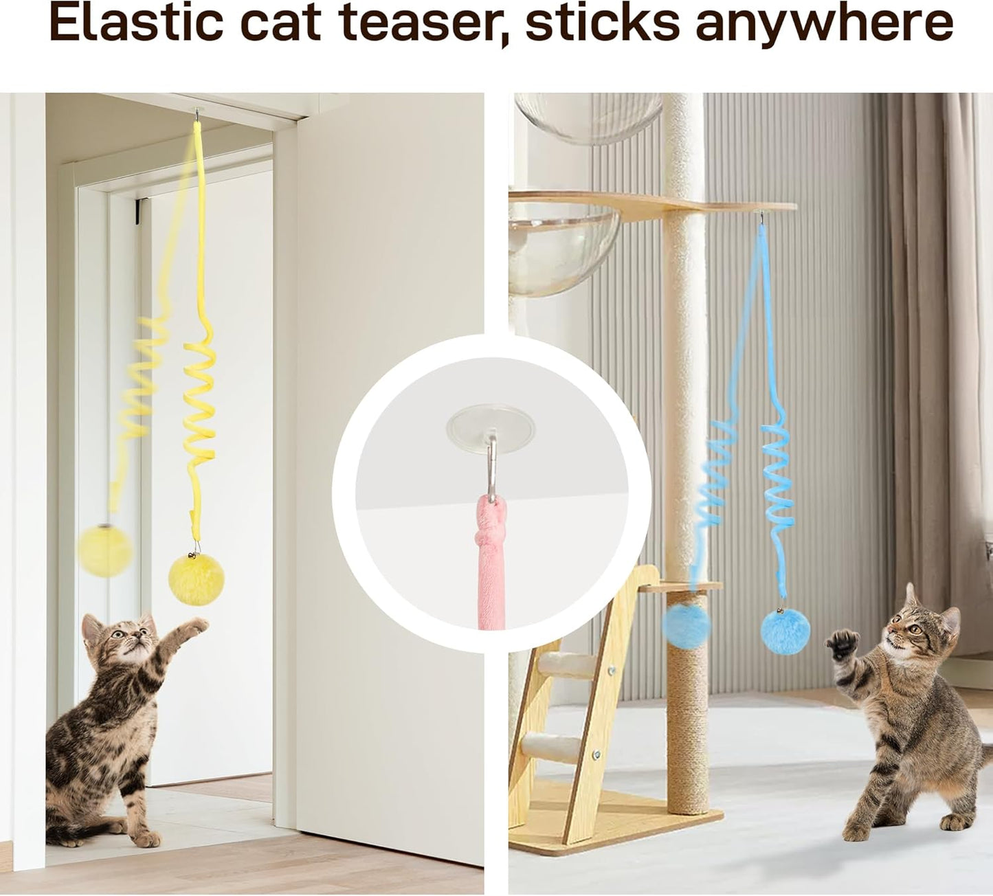 Hanging Catnip Ball Toys with Bell for Cats 3 Pcs Interactive Teaser