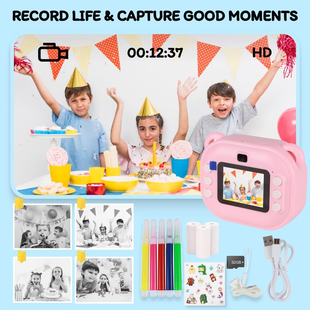 Instant Camera with Printer – Portable Inkless Thermal Photo Printer Compact