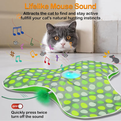 Interactive Cat Toy Rechargeable Moving Feathers Squeaky Mouse