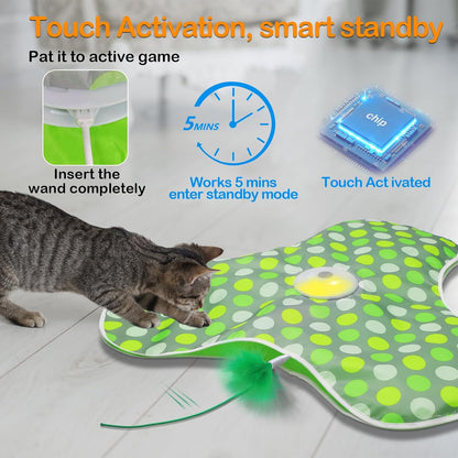 Interactive Cat Toy Rechargeable Moving Feathers Squeaky Mouse