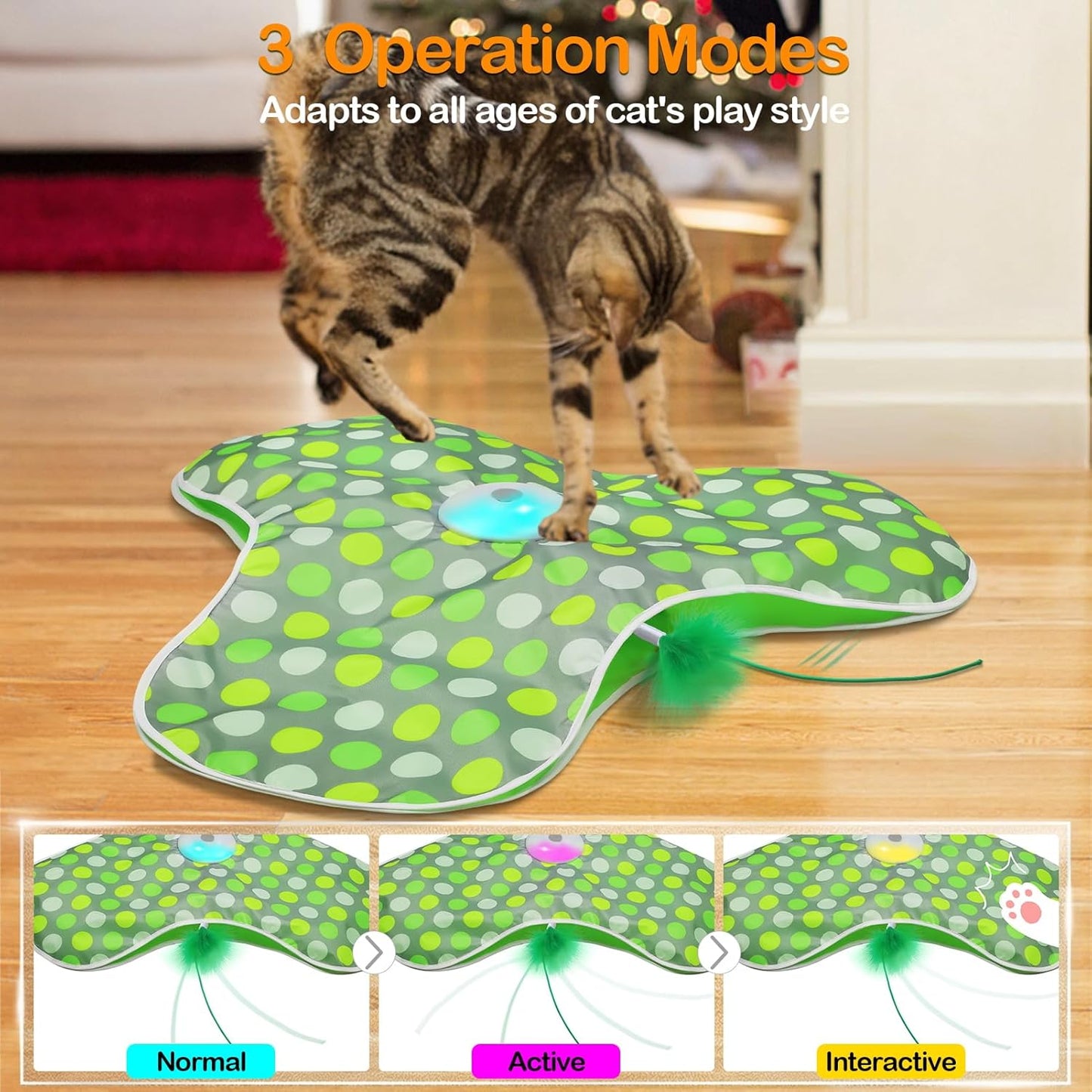 Interactive Cat Toy Rechargeable Moving Feathers Squeaky Mouse