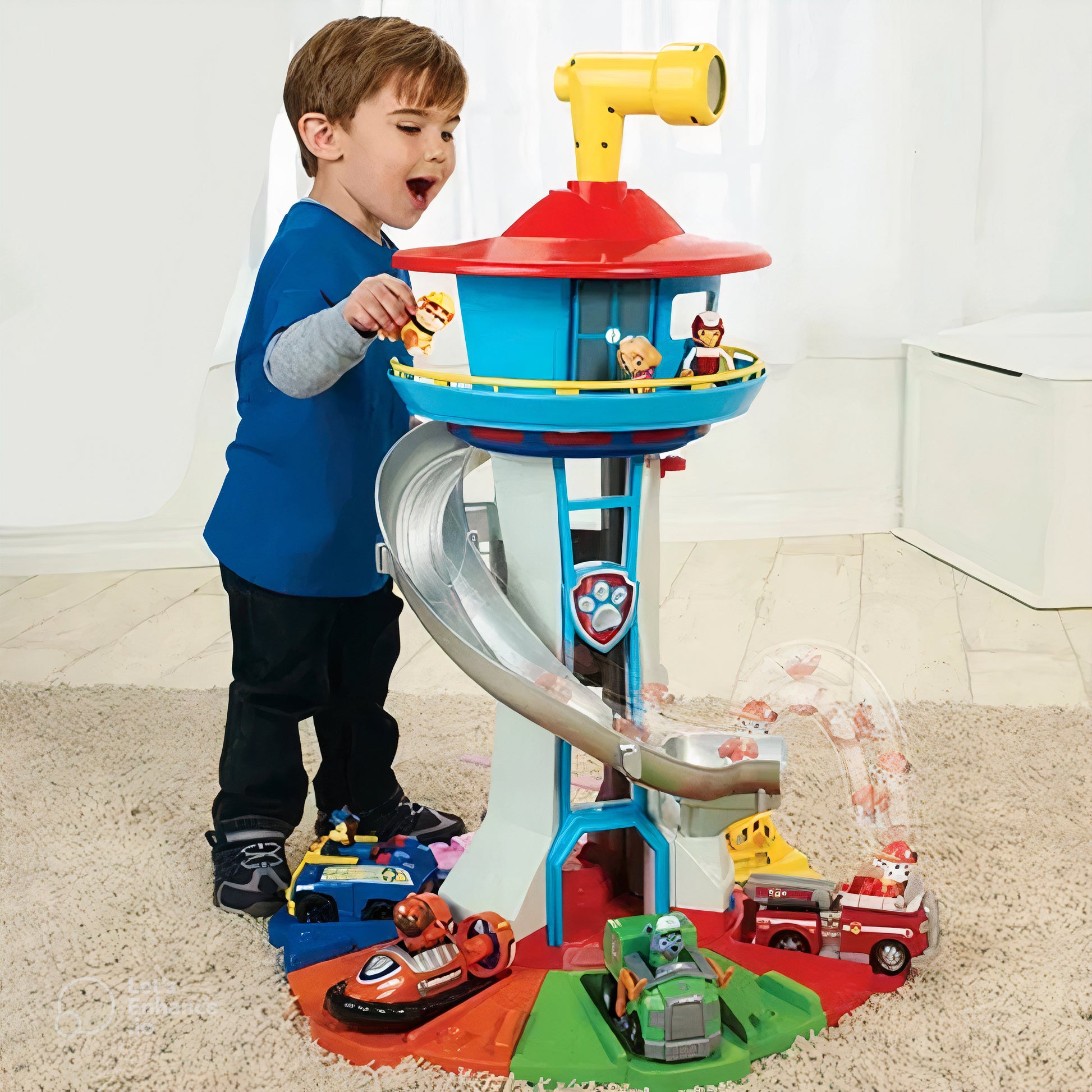 Kids Playset with Cars and Slide Track Set