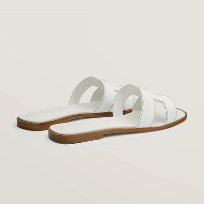 Leather Flat Sandals Cut Out Strap