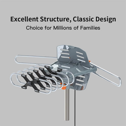 Long Range HD TV Antenna 360 Degree Motorized with Mounting Pole