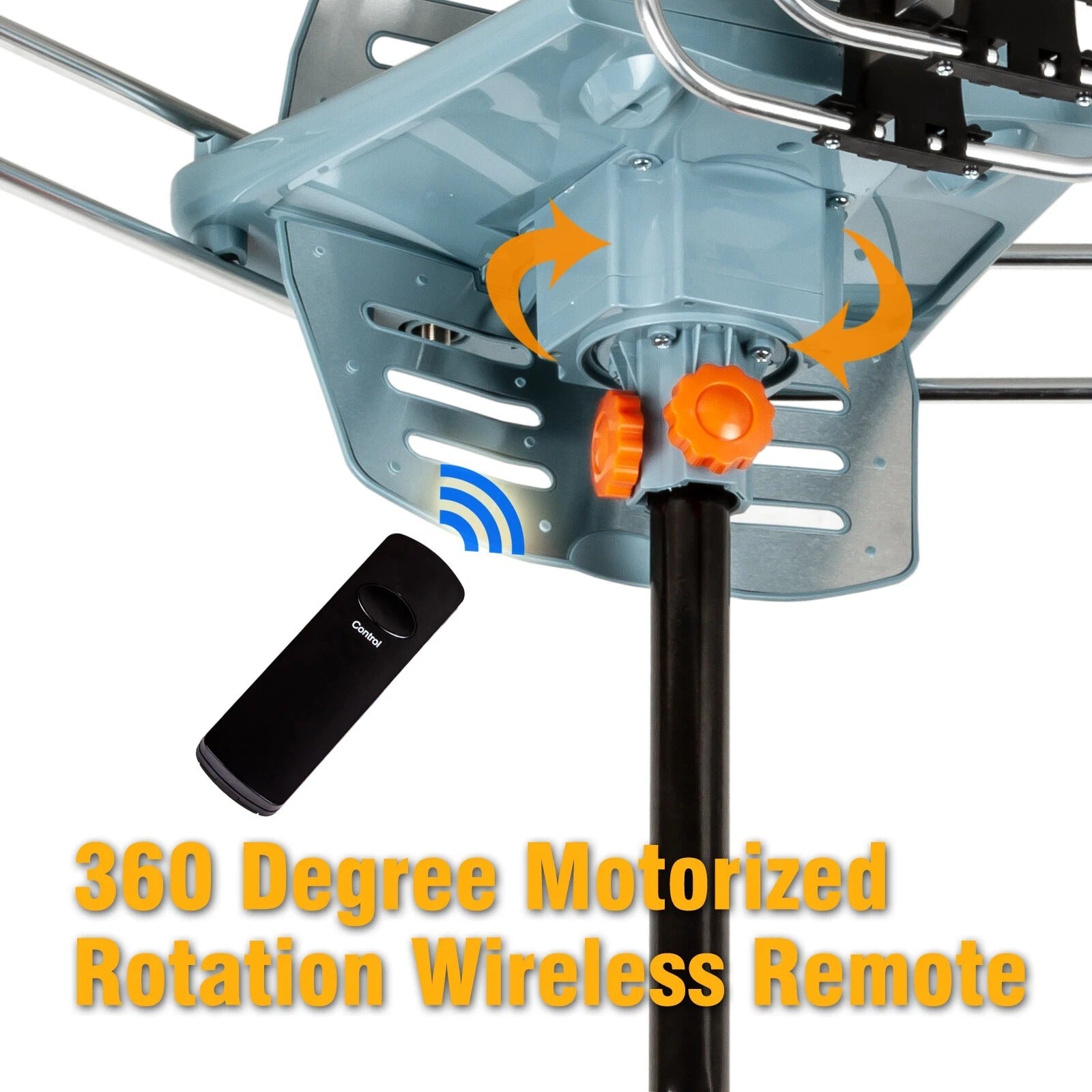 Long Range HD TV Antenna 360 Degree Motorized with Mounting Pole