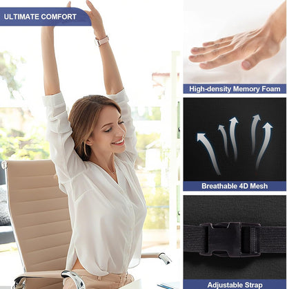 Lumbar Support Pillow Memory Foam Back Cushion for Car Office Wheelchair