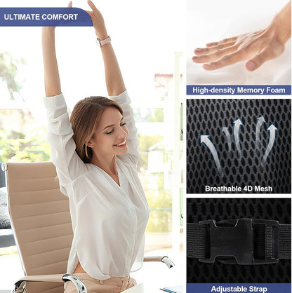 Lumbar Support Pillow Memory Foam Back Cushion for Car Office Wheelchair