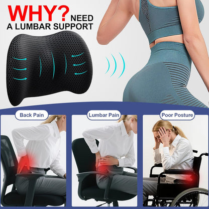 Lumbar Support Pillow Memory Foam Back Cushion for Car Office Wheelchair