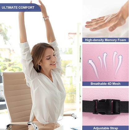 Lumbar Support Pillow Memory Foam Back Cushion for Car Office Wheelchair