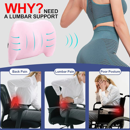 Lumbar Support Pillow Memory Foam Back Cushion for Car Office Wheelchair