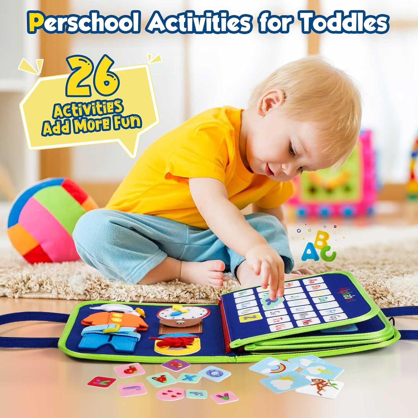 Montessori Toddler Activity Board Sensory Press Book 2-4 Years