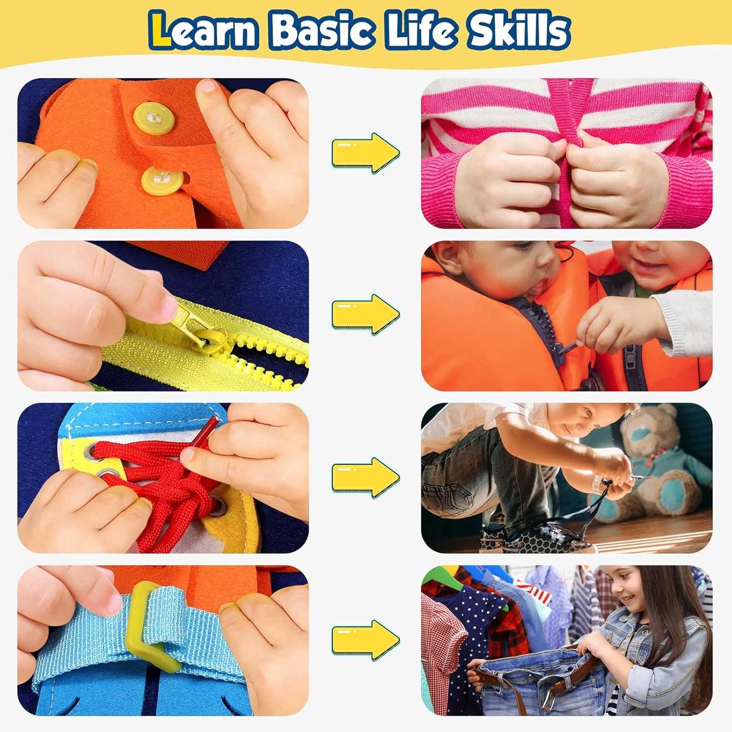 Montessori Toddler Activity Board Sensory Press Book 2-4 Years