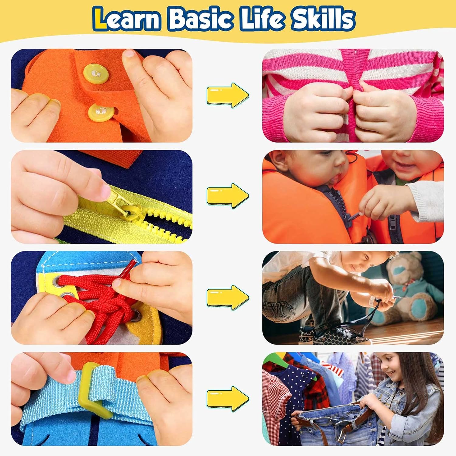 Montessori Toddler Activity Board Sensory Press Book 2-4 Years