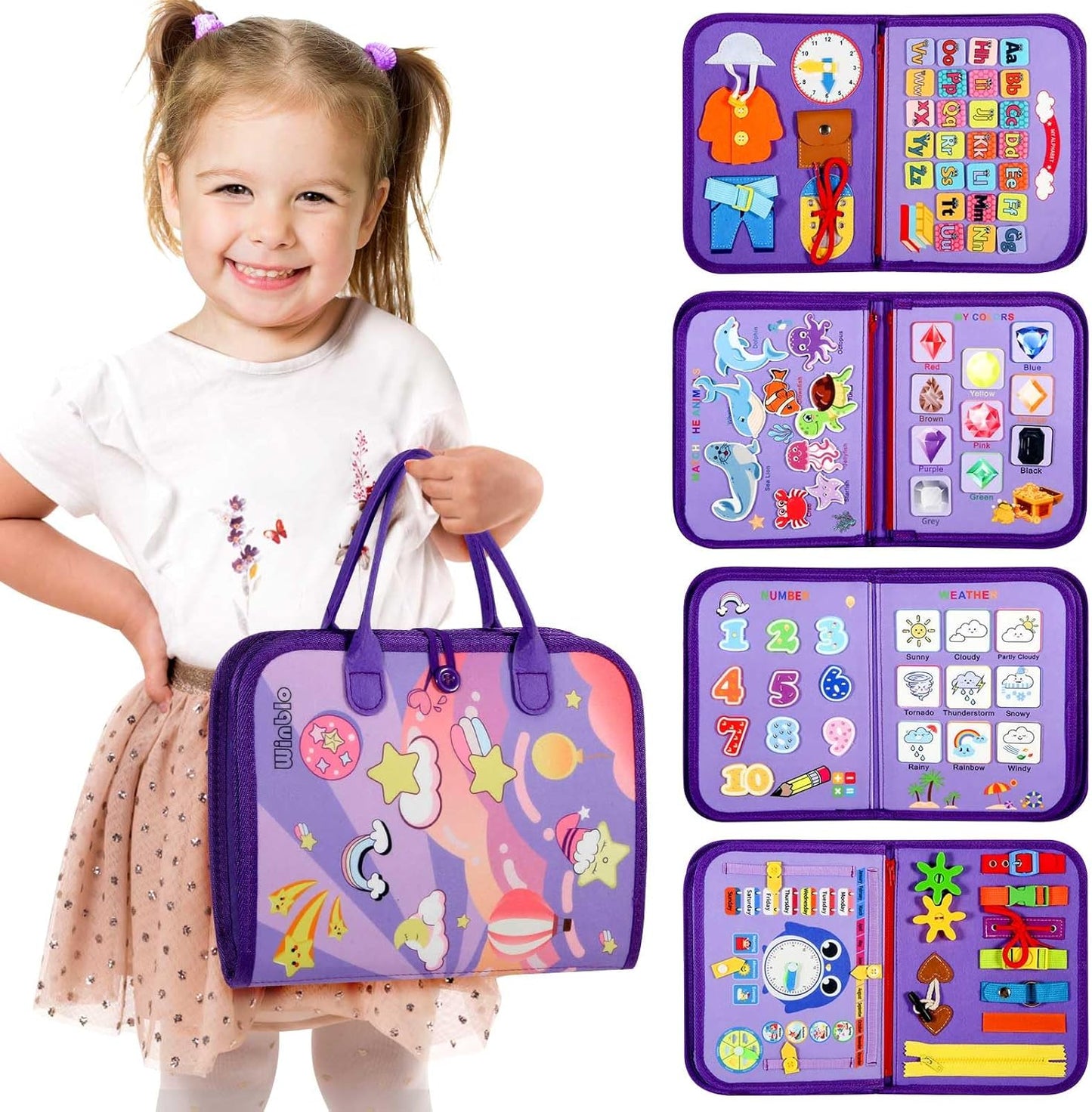 Montessori Toddler Activity Board Sensory Press Book 2-4 Years