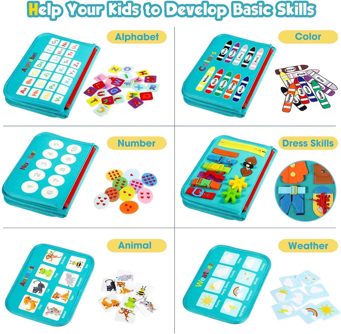 Montessori Toddler Activity Board Sensory Press Book 2-4 Years