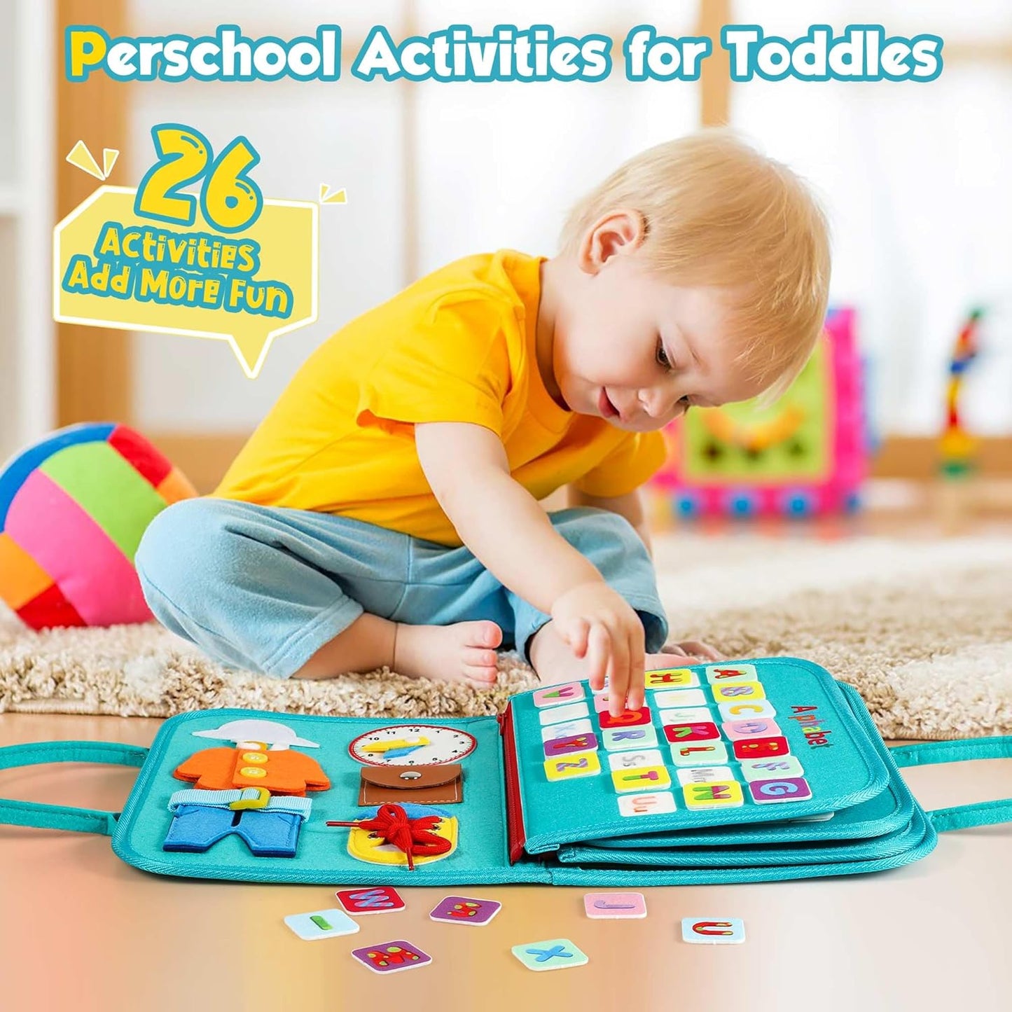 Montessori Toddler Activity Board Sensory Press Book 2-4 Years