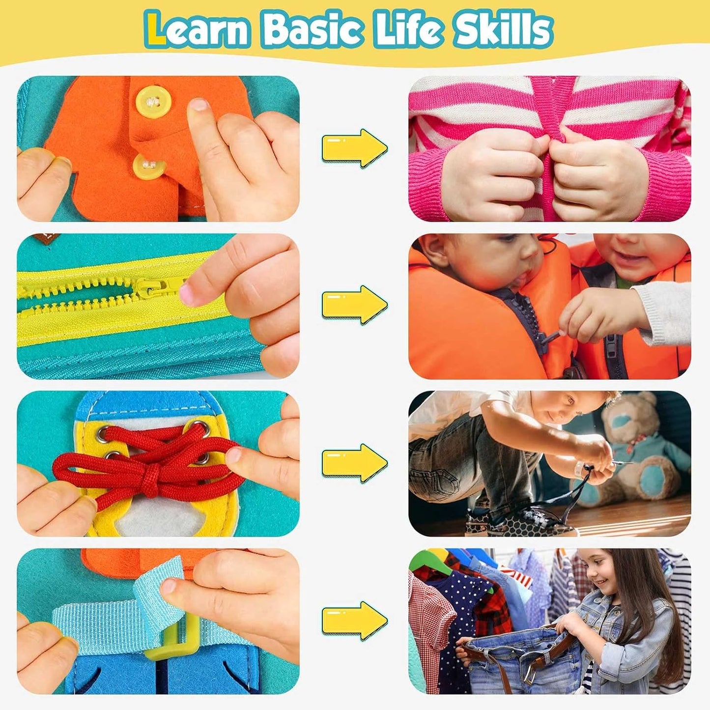 Montessori Toddler Activity Board Sensory Press Book 2-4 Years