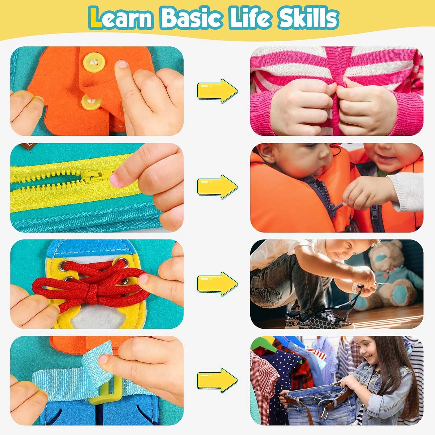 Montessori Toddler Activity Board Sensory Press Book 2-4 Years