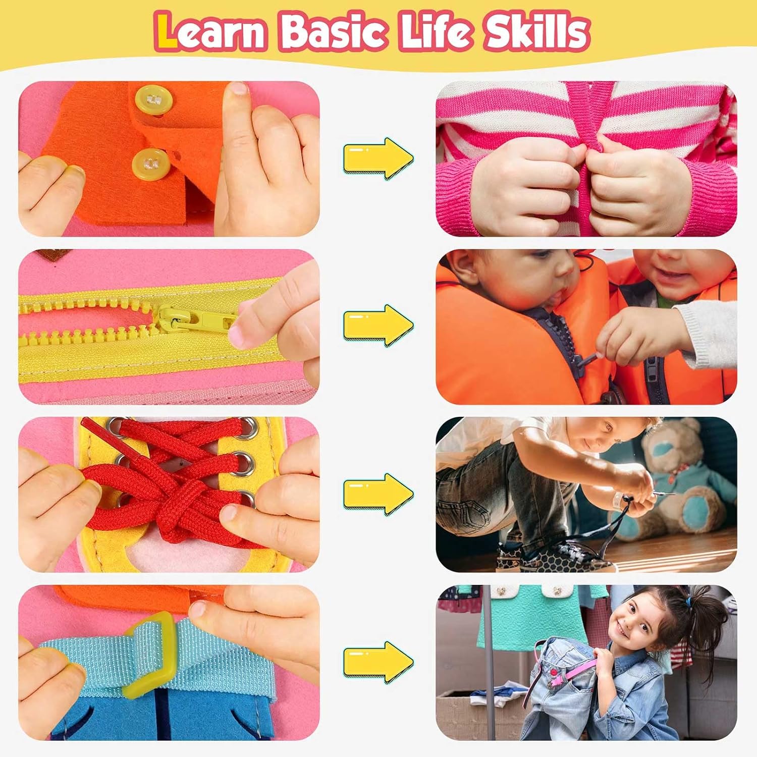 Montessori Toddler Activity Board Sensory Press Book 2-4 Years