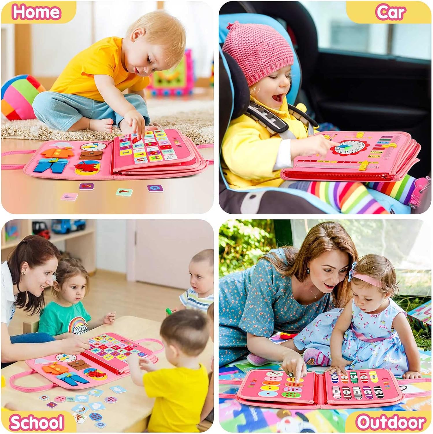 Montessori Toddler Activity Board Sensory Press Book 2-4 Years