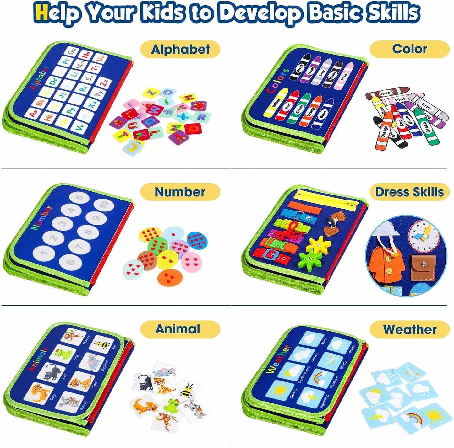 Montessori Toddler Activity Board Sensory Press Book 2-4 Years