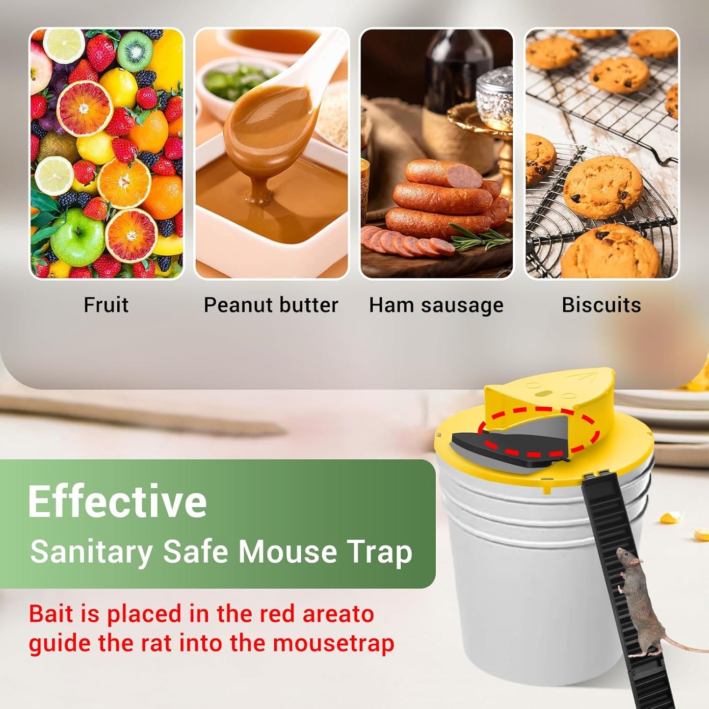Mouse Rat Trap Bucket Flip Lid, Auto Reset Multi Catch Bucket Mice Trap 3 packs