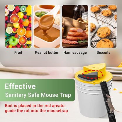 Mouse Rat Trap Bucket Flip Lid, Auto Reset Multi Catch Bucket Mice Trap 3 packs