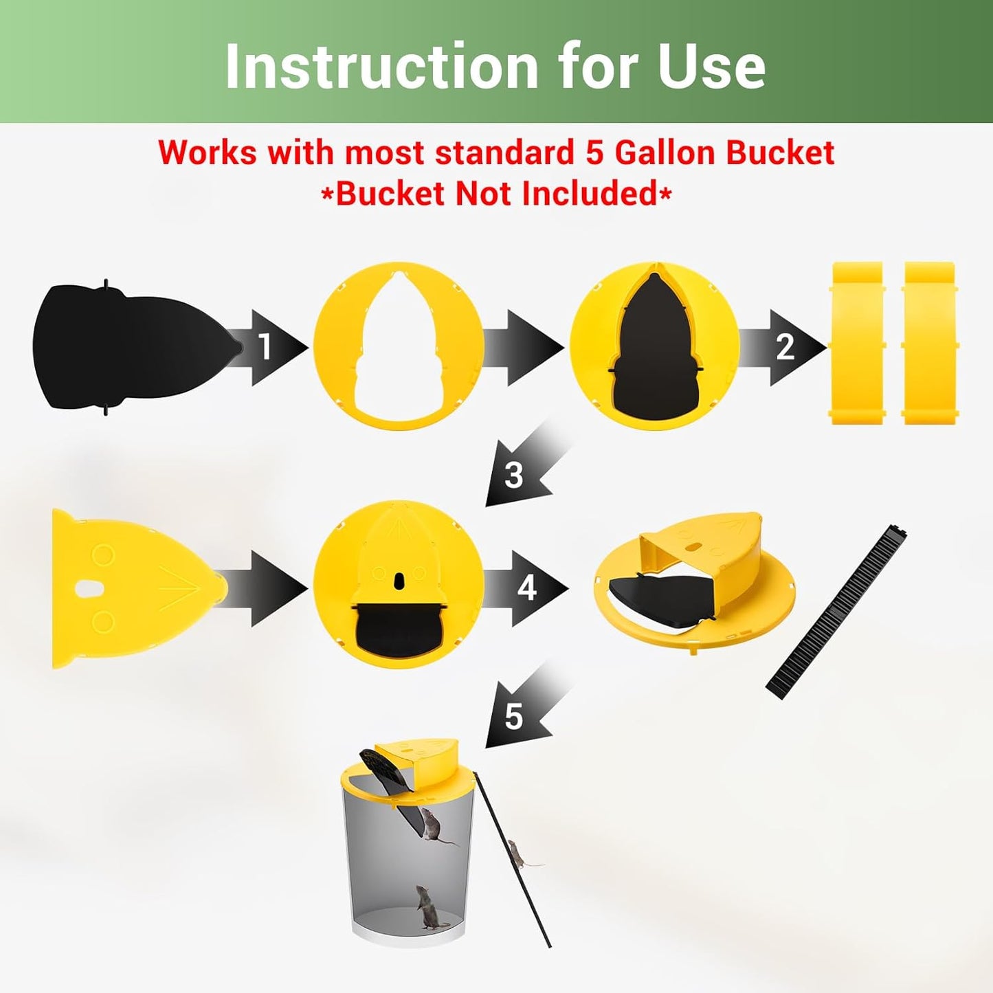 Mouse Rat Trap Bucket Flip Lid, Auto Reset Multi Catch Bucket Mice Trap 3 packs