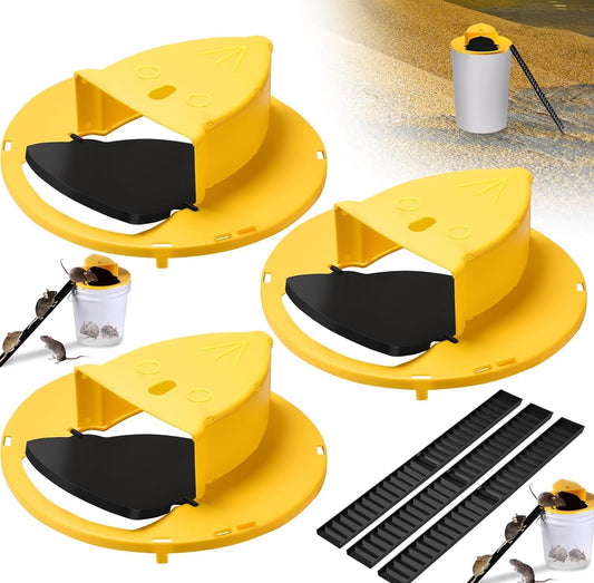 Mouse Rat Trap Bucket Flip Lid, Auto Reset Multi Catch Bucket Mice Trap 3 packs