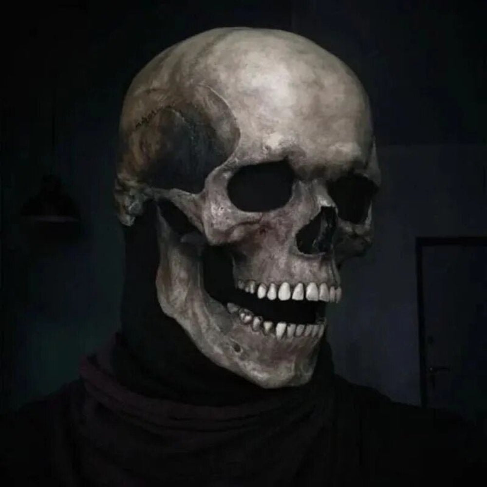 Skull Mask Movable Jaw Latex Full Head Costume
